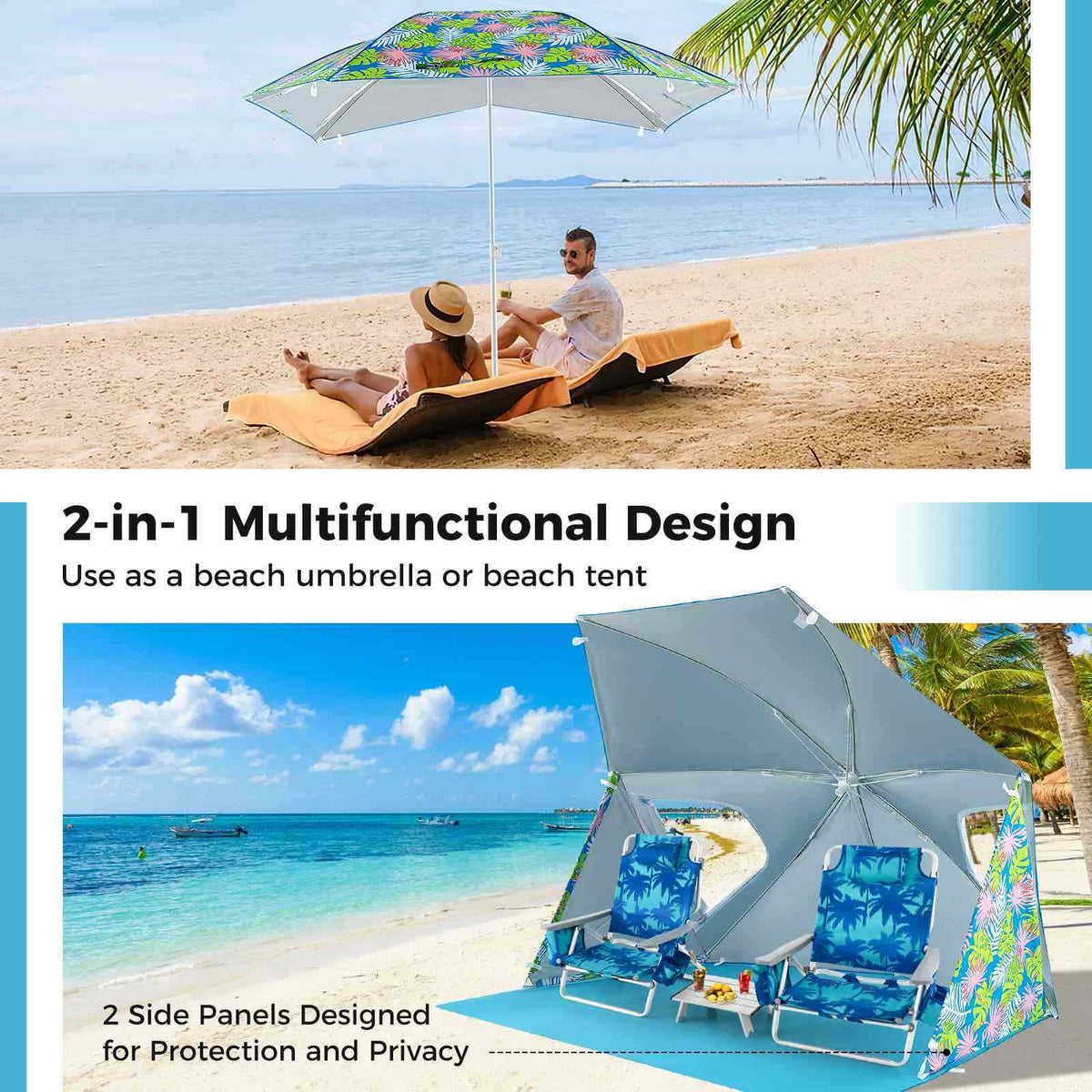 Beach Umbrella Tent, UPF50+ Sun Protection, Outdoor Pop up Sunshade Tent, Yard