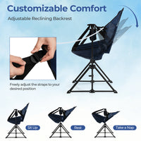 Camping Chair w/ Footrest Portable Folding Outdoor Chair for Beach Lawn Fishing