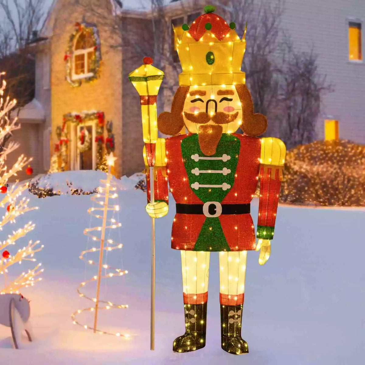 1.8M Pre-lit Christmas Nutcracker King w/ Crown & Scepter Xmas Decor w/ 236 LEDs