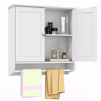 Bathroom Wall Cabinet Over The Toilet Medicine Cabinet w/ 2 Doors Towel Bar