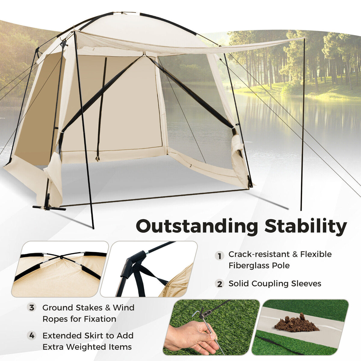 6-Person Waterproof Camping Tent Outdoor Family Hiking Dome Shelter Portable Bag