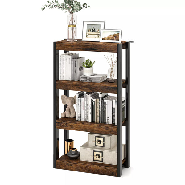 4-Tier Wooden Bookshelf Storage Organizer Bookcase w/ Open Shelving Unit Study