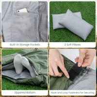 Double Sleeping Bag for Adults, Camping Queen-Size with 2 Pillows for All Season