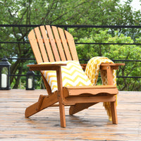 3PCS Patio Wooden Adirondack Chair Table Set Folding Seat Furniture Garden