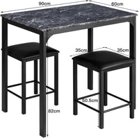 Giantex 3Pcs Dining Table & Stool Set Metal Bar Table Chair Kitchen Cafe Pub