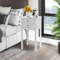 End Table with 2 Drawers Side Table Nightstand Bedroom Storage Bedside Table