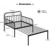 Metal Daybed Extendable Daybed Heavy Duty Slats Support Mattress Black/White