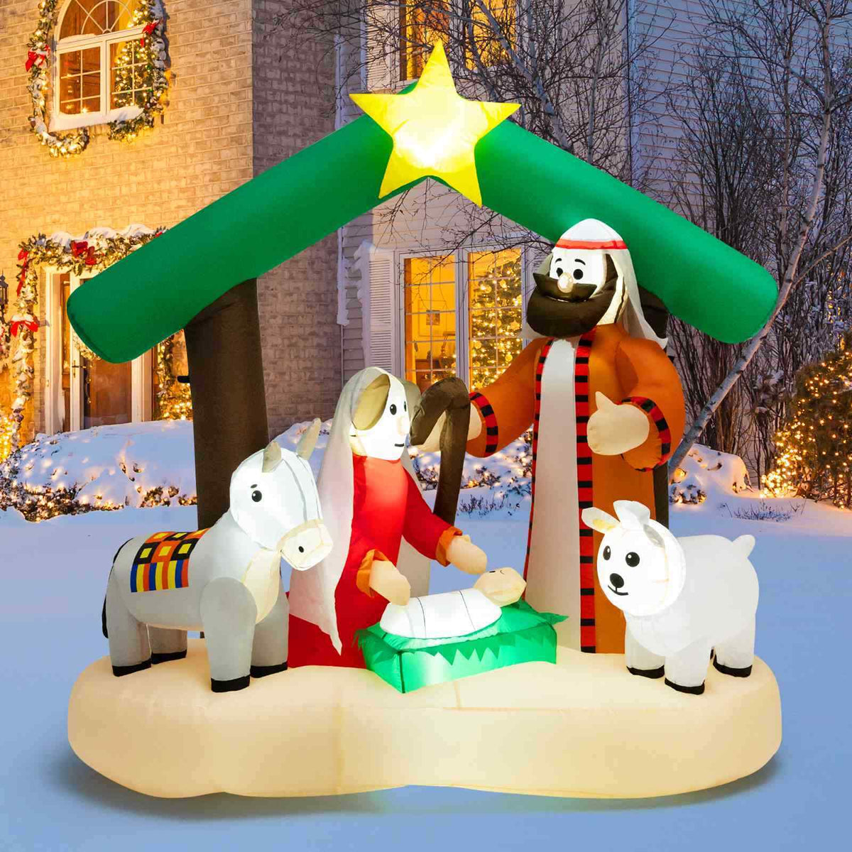 180cm Christmas Inflatable Nativity Scene with LED Lights Indoor Outdoor