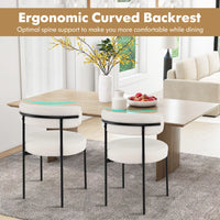 Boucle Dining Chair Round Sherpa Upholstered Kitchen Armless Chair Set of 4