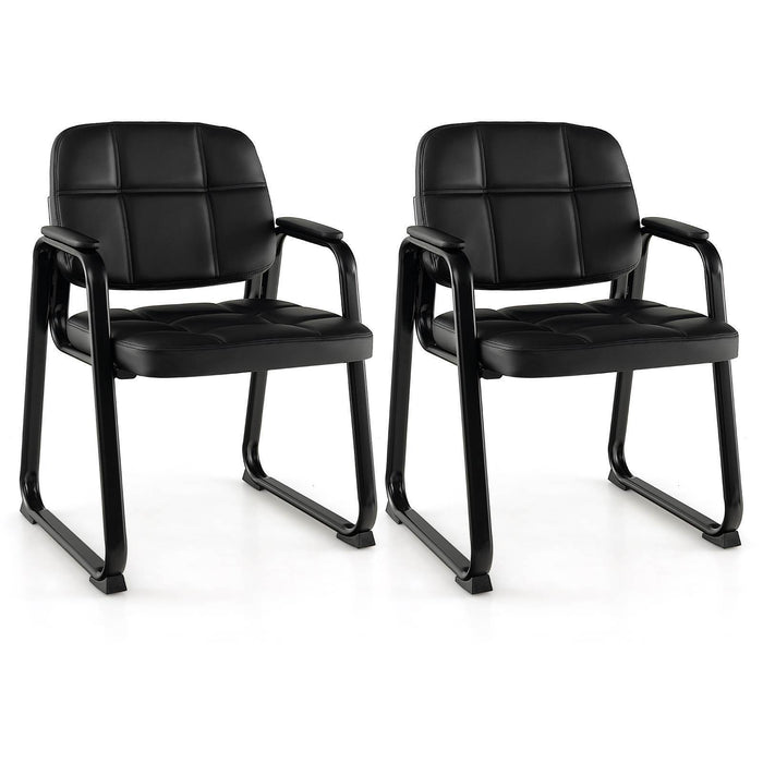 Set of 2 Waiting Room Chair Reception Guest Chair Meeting Room PU Leather Office