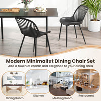 Set of 4 Plastic Dining Chair Modern Armless Kitchen Dining Room Side Chairs