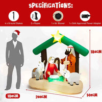 180cm Christmas Inflatable Nativity Scene with LED Lights Indoor Outdoor