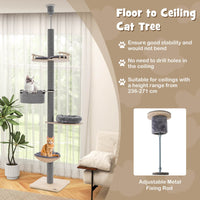 2.3-2.7m Adjustable Cat Tree Tower Scratching Post Floor to Ceiling Cando House