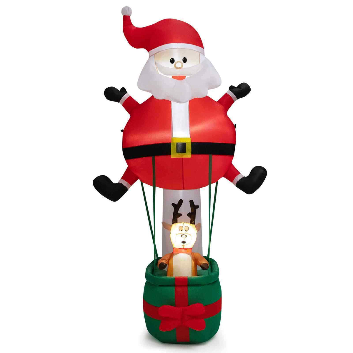 Inflatable Christmas 2.5M Santa Claus with Hot Air Balloon and LED Lights