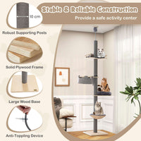 2.3-2.7m Adjustable Cat Tree Tower Scratching Post Floor to Ceiling Cando House