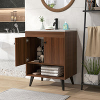 63.5cm Bathroom Vanity Sink Combo w/Doors Shelf Backsplash