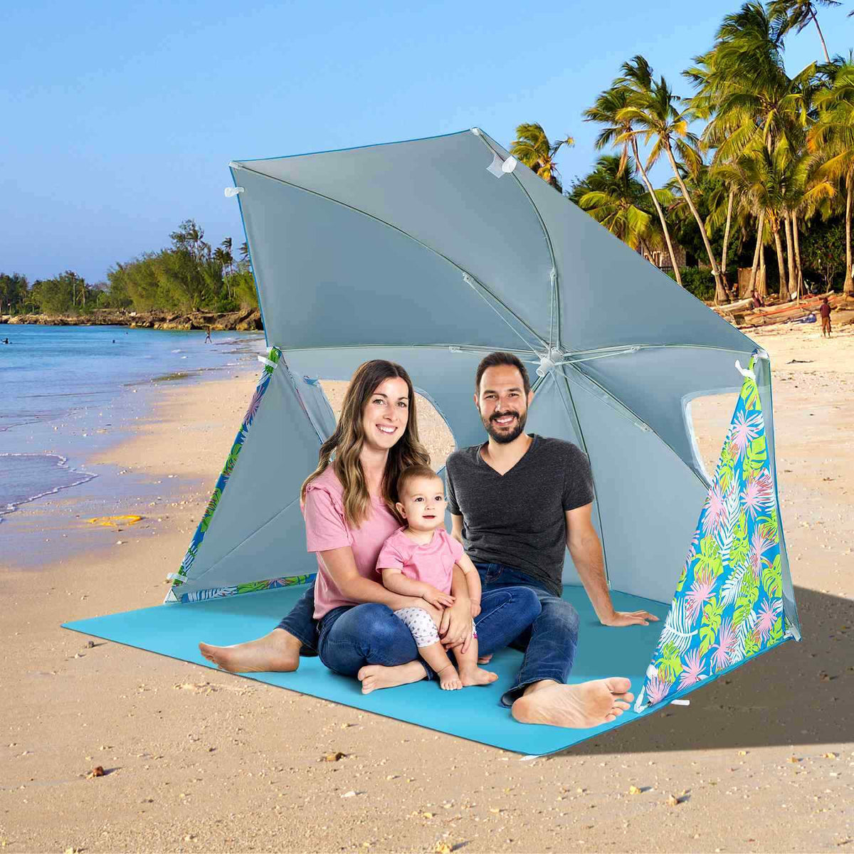 Beach Umbrella Tent, UPF50+ Sun Protection, Outdoor Pop up Sunshade Tent, Yard