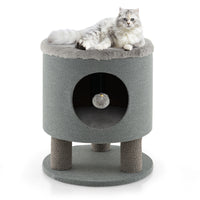 Cat Condo Stool for Indoor Cats, Pet House Ottoman & Kitty Bed with Scratching Posts & Plush Ball Toy