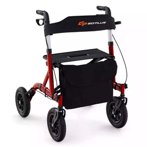 Foldable Height Adjustable Rolling Walker 24CM All Terrain Pneumatic Wheel 160KG