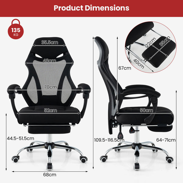 Ergonomic Mesh Office Chair with Footrest Height Adjustable Tilting Backrest