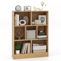 80cm 7-Cube Bookshelf 3-Tier Freestanding Storage Organizer Wood Display Shelf