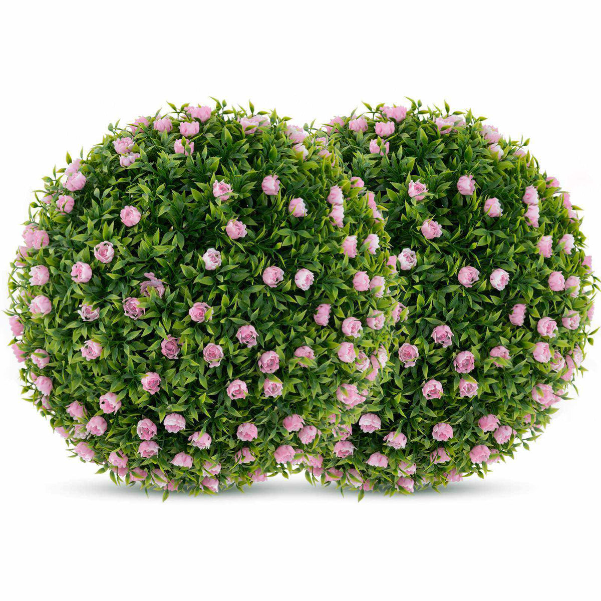 2 PCS Artificial Plant Topiary Balls Faux Decoration Pink Flowers Garden Sphere