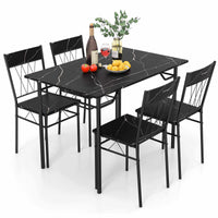 5Pcs Dining Table & Chair Set for 4 Kitchen Dining Room Furniture Dinette Set