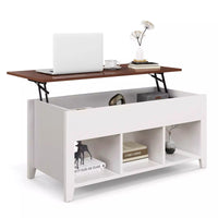 Lift Up Coffee Table Rising Center Table w/ Hidden Compartment & 3 Cubes