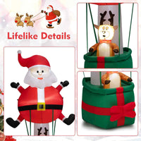 Inflatable Christmas 2.5M Santa Claus with Hot Air Balloon and LED Lights