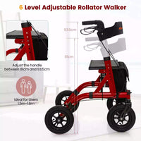 Foldable Height Adjustable Rolling Walker 24CM All Terrain Pneumatic Wheel 160KG