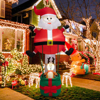 Inflatable Christmas 2.5M Santa Claus with Hot Air Balloon and LED Lights