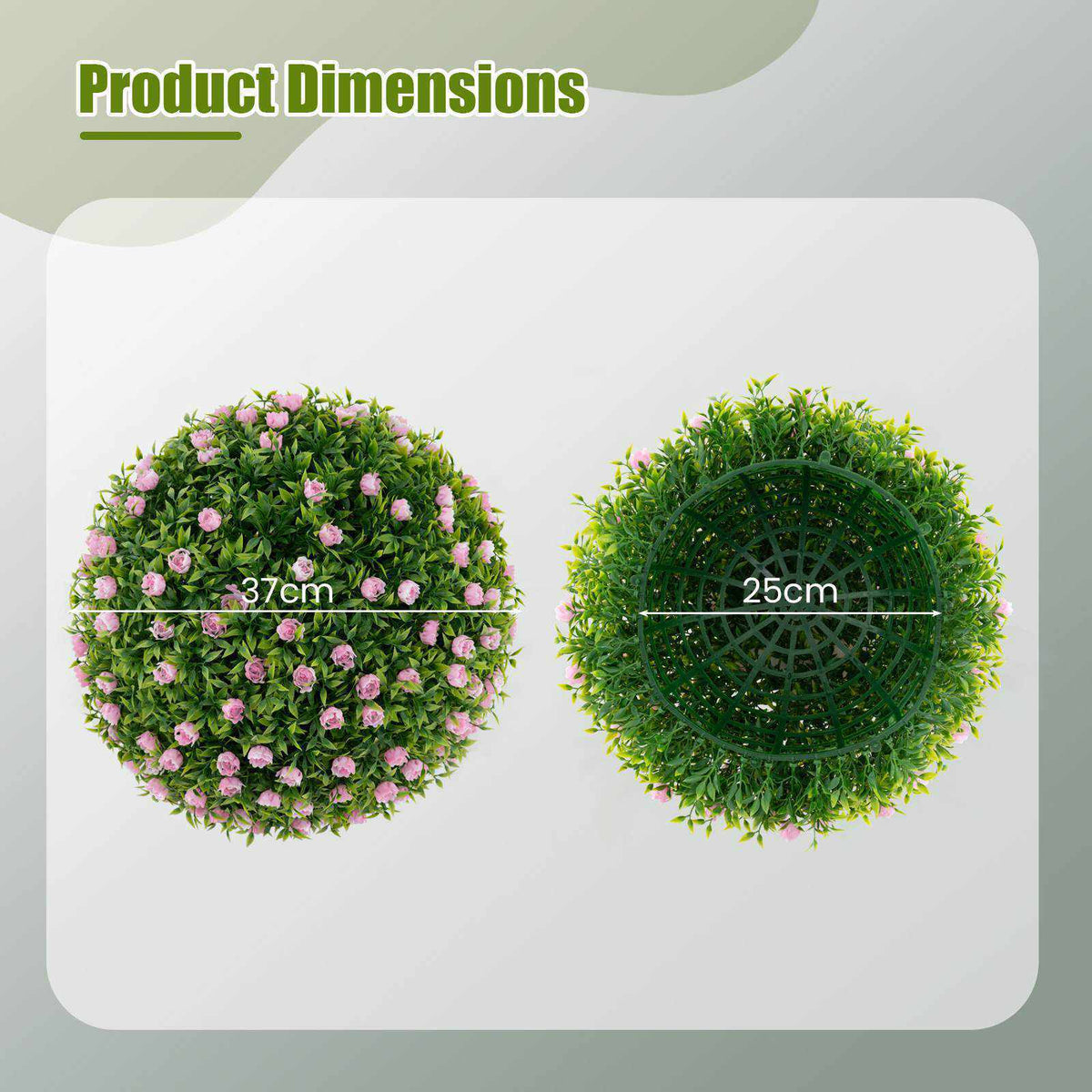 2 PCS Artificial Plant Topiary Balls Faux Decoration Pink Flowers Garden Sphere