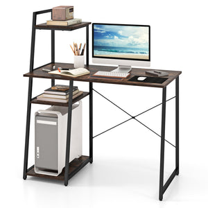 Computer Desk Study Writing Desk Workstation w/ Bookshelf Host Stand Home Office