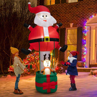 Inflatable Christmas 2.5M Santa Claus with Hot Air Balloon and LED Lights