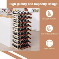 5-Tier 36-Bottle Stackable Wooden Wine Rack Modular Wine Bottle Display Rack