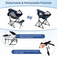 Camping Chair w/ Footrest Portable Folding Outdoor Chair for Beach Lawn Fishing