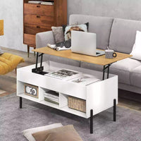 Lift Top Coffee Station Table w/ Rising Tabletop for Living Room Reception Room