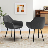 Modern Leisure Dining Chair Set of 2 Upholstered Accent Armchairs w/ Wide Seat