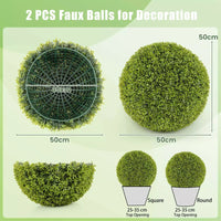 2 PCS 50cm Artificial Plant Boxwood Topiary Ball Faux Plant Decorative Balls