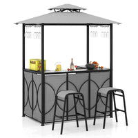 3-Piece Patio Bar Set, Double-Tier Soft Top Canopy BBQ Gazebo Shelter for Patio