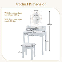 Vanity Table Set Makeup Vanity Desk & Stool Dressing Table w/Mirror & Lights