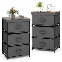 Set of 2 3-Tier Fabric Dresser Nightstand Home Organizer Chest of Drawer Bedroom