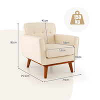 Modern Accent Leisure Chair Linen Fabric Armchair w/ Padded Seat Cushion