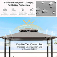 3-Piece Patio Bar Set, Double-Tier Soft Top Canopy BBQ Gazebo Shelter for Patio