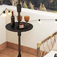 50CM Round Umbrella Table Tray Outdoor Adjustable Umbrella Table w/Umbrella Hole