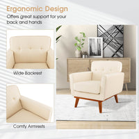 Modern Accent Leisure Chair Linen Fabric Armchair w/ Padded Seat Cushion