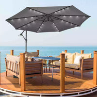 Outdoor Patio 3m Hanging Offset Umbrella w/ 32 LED Lights & Water-proof Canopy