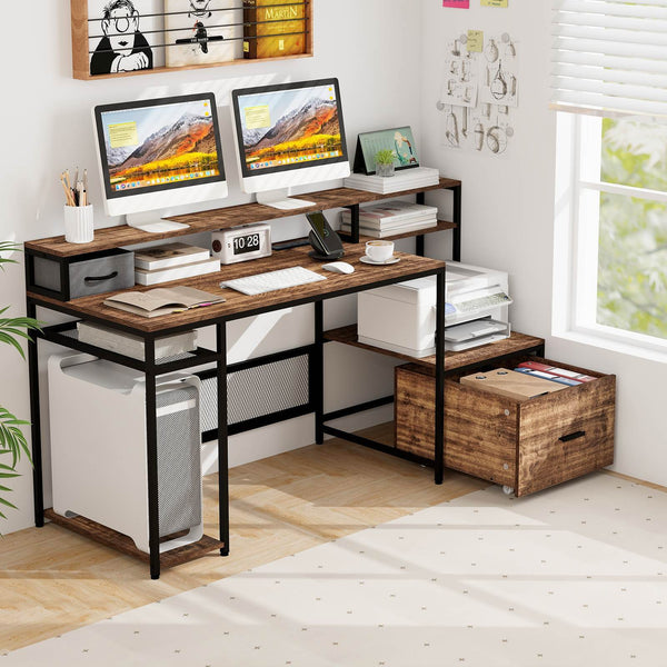 170cm Computer Desk Home Office Desk w/ Power Outlets & USB Ports Workstation