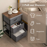 Set of 2 3-Tier Fabric Dresser Nightstand Home Organizer Chest of Drawer Bedroom