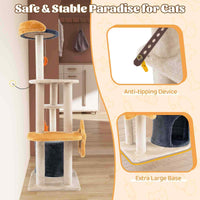 Multi-level Cute Cat Tree for Indoor Cats with Sisal Scratching Posts & Board